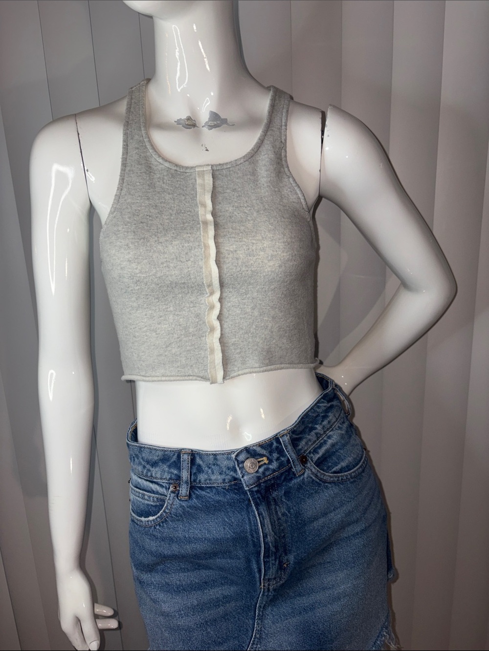Urban Outfitters Out From Under Heather Grey Ruffle Crop Tank Top Small